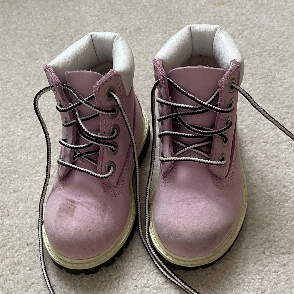 Kids Timberland Pinkish Lavender Lace-Up Ankle Boots - Picture 2 of 7